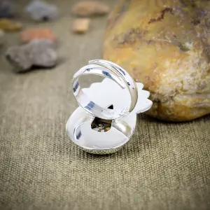 Natural Malingano Jasper 925 Sterling Silver Statement Ring