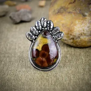 Butterfly Jasper Statement Ring in 925 Sterling Silver by Nakshmart