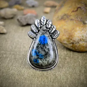 Nakshmart Natural K2 Azurite 925 Sterling Silver Statement Ring