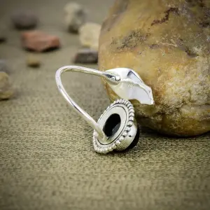 Nakshmart Natural Black Onyx Statement Ring in 925 Sterling Silver