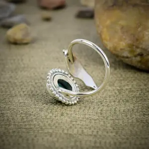 Nakshmart Tibetan Turquoise Statement Ring in 925 Sterling Silver