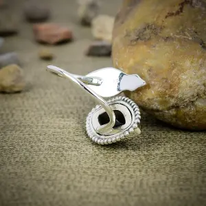 Nakshmart 925 Sterling Silver Black Spinel Bezel Statement Ring