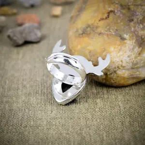 Natural Turtilla Fossil Statement Ring in 925 Sterling Silver
