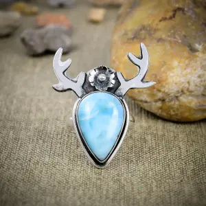 Natural Larimar Statement Ring in Handcrafted 925 Sterling Silver
