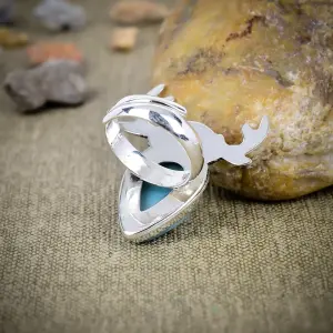 Natural Larimar Statement Ring in Handcrafted 925 Sterling Silver