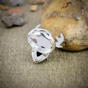 Nakshmart Natural Labradorite Statement Ring in 925 Sterling Silver