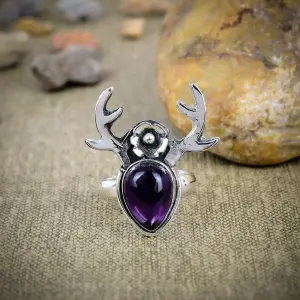 Natural Sage Amethyst Statement Ring in 925 Sterling Silver
