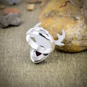 Natural Sage Amethyst Statement Ring in 925 Sterling Silver