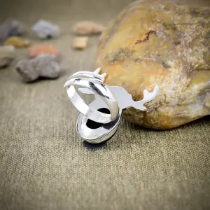 Nakshmart 925 Sterling Silver Natural Black Onyx Statement Ring