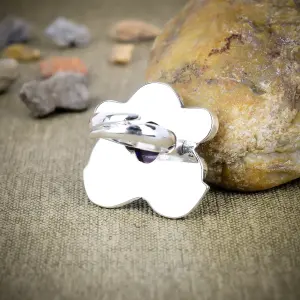 Natural Sage Amethyst 925 Sterling Silver Bezel Statement Ring