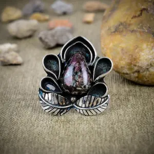 Nakshmart Natural Eudialyte Statement Ring in 925 Sterling Silver
