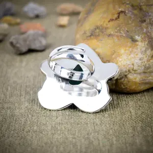 Nakshmart Natural Larimar 925 Sterling Silver Bezel Statement Ring