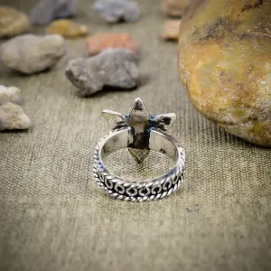 Nakshmart Natural Moonstone 925 Sterling Silver Bezel Statement Ring