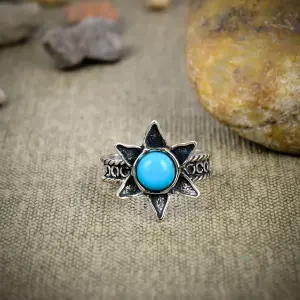 Nakshmart Natural Sleeping Turquoise 925 Silver Statement Ring