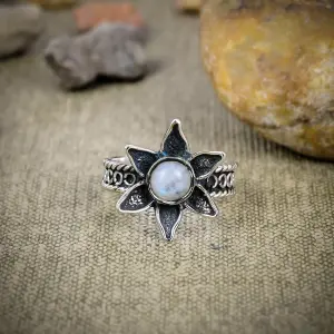 Nakshmart Natural Moonstone 925 Sterling Silver Bezel Statement Ring