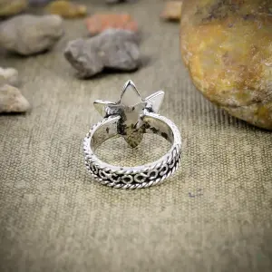 Nakshmart Natural Sleeping Turquoise Statement Ring in 925 Silver