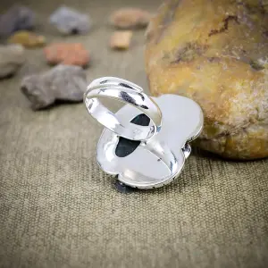 925 Sterling Silver Copper Blue Slag Statement Ring by Nakshmart