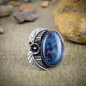 Natural Ruby In Kyanite 925 Sterling Silver Bezel Statement Ring