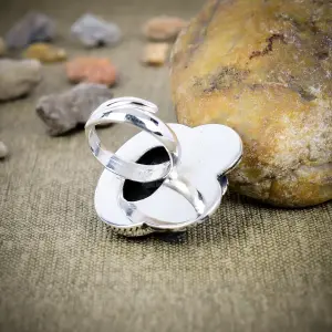 Natural Tube Agate Statement Ring in 925 Sterling Silver