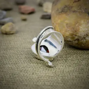 Nakshmart 925 Sterling Silver Bezel Set Lab Garnet Statement Ring