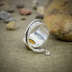 Natural Tiger Eye 925 Sterling Silver Statement Ring by Nakshmart