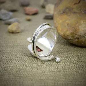 Nakshmart 925 Sterling Silver Natural Garnet Bezel Statement Ring