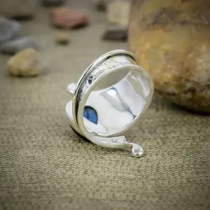 Nakshmart Natural Labradorite 925 Sterling Silver Statement Ring
