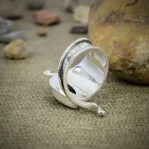 Nakshmart Black Spinel 925 Sterling Silver Bezel Statement Ring