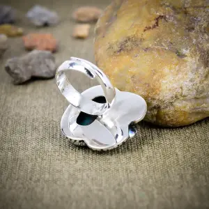 Nakshmart Natural Pyrite in Turquoise 925 Sterling Silver Ring