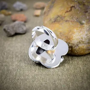 Nakshmart Natural Chevron Amethyst 925 Sterling Silver Statement Ring
