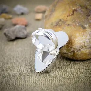 Nakshmart Natural Moonstone Statement Ring in 925 Sterling Silver