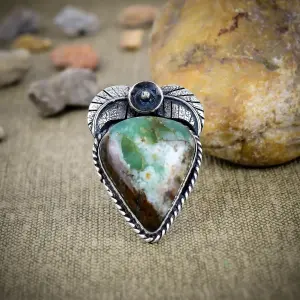 Natural Green Opal Statement Ring in 925 Sterling Silver