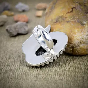 Nakshmart Natural Tube Agate Statement Ring in 925 Sterling Silver