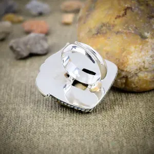 Natural Malingano Jasper 925 Sterling Silver Statement Ring