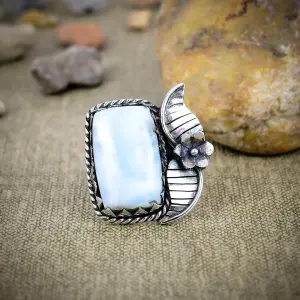 Handcrafted Owyhee Opal Statement Ring in 925 Sterling Silver