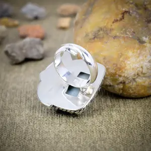 Handcrafted Owyhee Opal Statement Ring in 925 Sterling Silver