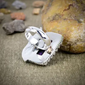 Natural Spiny Oyster Turquoise Statement Ring in 925 Sterling Silver