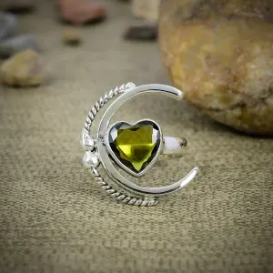 Nakshmart 925 Sterling Silver Smoky Quartz Bezel Statement Ring