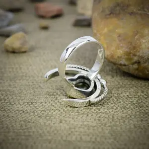 Nakshmart 925 Sterling Silver Smoky Quartz Bezel Statement Ring