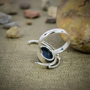Nakshmart Natural Labradorite 925 Sterling Silver Statement Ring