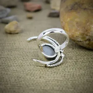 Nakshmart Natural Moonstone Statement Ring in 925 Sterling Silver