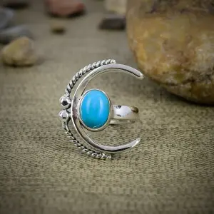 Nakshmart Tibetan Turquoise Statement Ring in 925 Sterling Silver