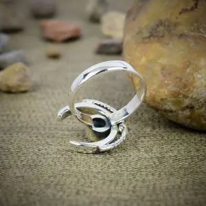 Nakshmart Natural Tibetan Turquoise 925 Silver Statement Ring