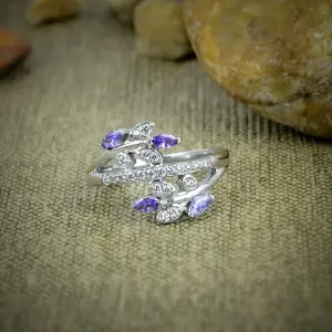 Nakshmart Natural Amethyst 925 Sterling Silver Statement Ring