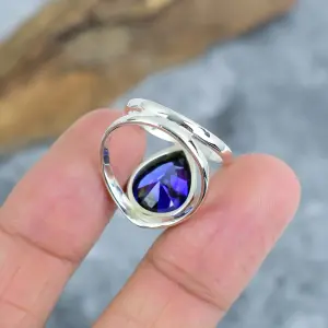 Nakshmart 925 Sterling Silver Turquoise Statement Bezel Ring