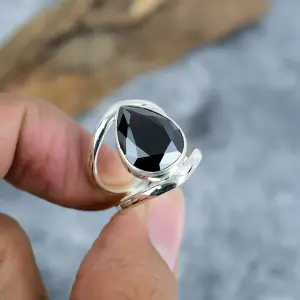 Nakshmart 925 Sterling Silver Lab Garnet Bezel Statement Ring