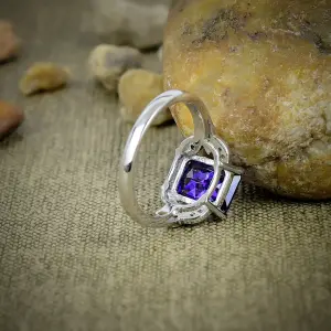 Nakshmart Blue Topaz Bezel Statement Ring in 925 Sterling Silver