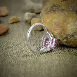 Nakshmart 925 Sterling Silver Pink Kunzite Statement Bezel Ring