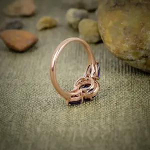 Nakshmart Natural Amethyst Statement Ring in 925 Sterling Silver