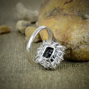 Black Spinel Statement Ring in 925 Sterling Silver by Nakshmart